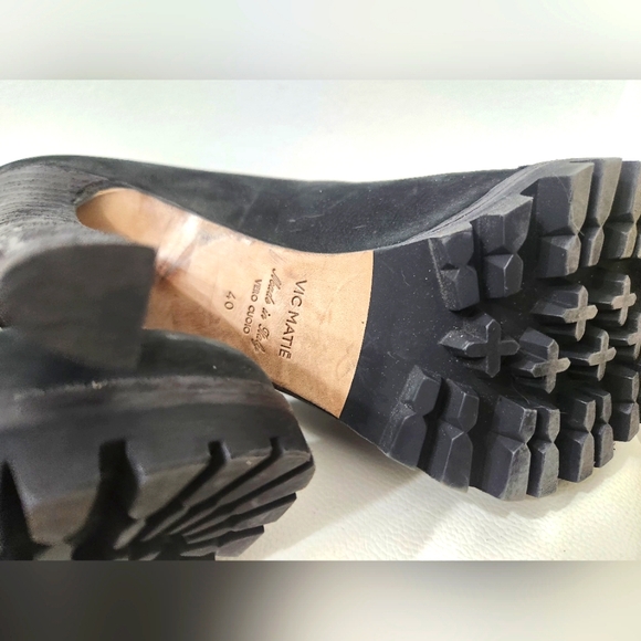 VIC MATIE ITALIAN LEATHER LUG SOLE & WOOL BLEND SOCK ANKLE BOOTS 40 - Picture 3 of 10